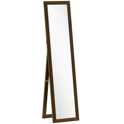 HOMCOM Espejo de Cuerpo Entero 157x37 cm con Marco de MDF Espejo de Pie Inclinado o Colgante Madera Nogal