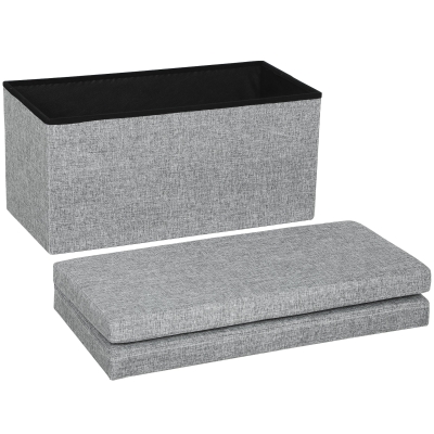 HOMCOM Banquette Coffre Pliable Tissu Gris 76x50x73 cm