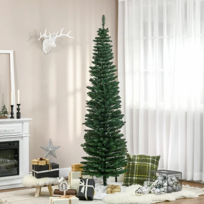 HOMCOM Weihnachtsbaum künstliche Künstliche Tanne Christbaum, inkl Ständer Weihnachtsstern 2,1 m, Grün