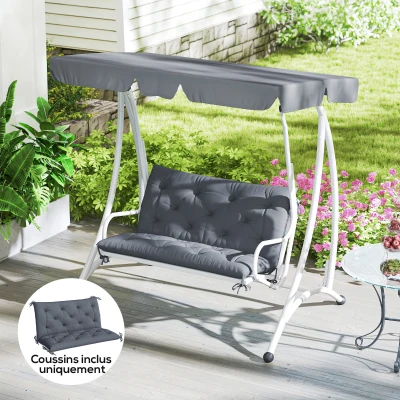 Outsunny Coussin Banc Jardin Gris 98x100cm Confort