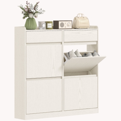 HOMCOM Meuble Chaussures 8 Paires 4 Tiroirs Blanc