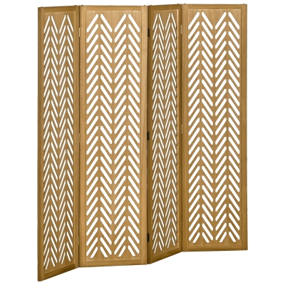HOMCOM Paravent Bois Pliable 4 Panneaux 160x170cm Naturel