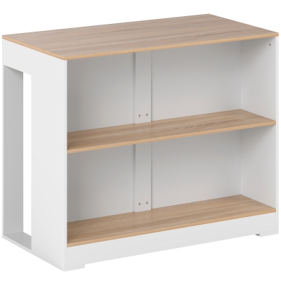 HOMCOM Mesa de bar, mesa alta de cocina de 3 niveles 2 compartimentos abiertos, tablero efecto madera natural 113 x 60 x 90 cm blanco