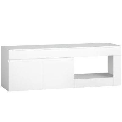 HOMCOM Mueble de TV Moderno para Salón con 2 Puertas Estante Abierto para Televisión 60 Pulgadas 140x40x48 cm Blanco