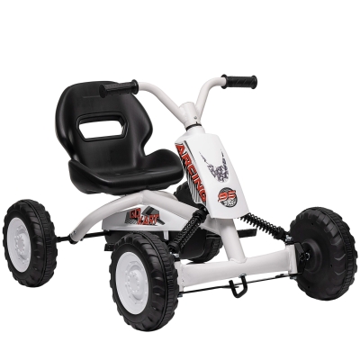 AIYAPLAY Kids Pedal Go Kart Steel Frame White