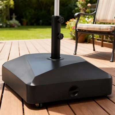 Outsunny Pied de Parasol Carré avec Roues PE Noir 54,5x54,5x48 cm