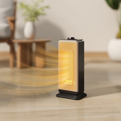 HOMCOM Aquecedor Elétrico Cerâmico 2000W PTC com 3 Modos Termostato Ajustável Oscilação de 55° para 15 m² 18x14x40,5 cm Preto