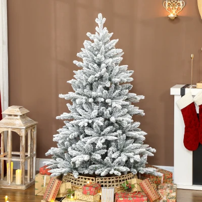 HOMCOM Sapin de Noël 150cm Neige Flocké 768 Branches Métal Vert