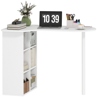 HOMCOM Bureau 100x59cm 6 Compartiments 4 Étagères Acier Blanc