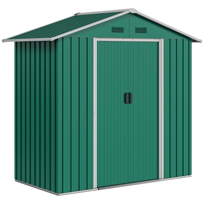 Outsunny Metal Garden Storage Shed Green 6.5ft x 3.5ft