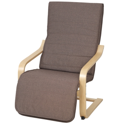 HOMCOM Fauteuil Salon Réglable Lin Synthétique Marron 66,5x94x100cm