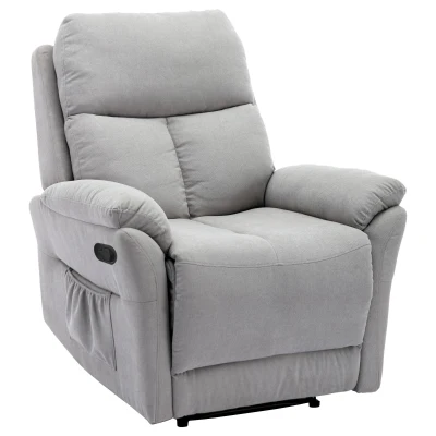 Adjustable Pull‑tab Recliner with Side Storage Pocket, Gray