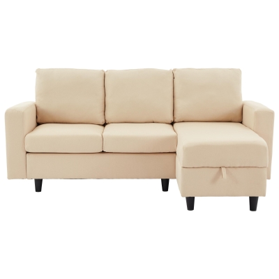 3-seater L-Shaped Sofa Bed with Reversible Chaise, Beige