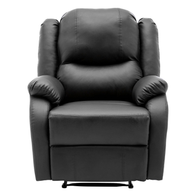 Adjustable Pull‑tab Recliner with Side Storage Pocket, Black
