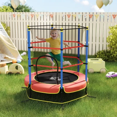 HOMCOM Trampoline Enfant Ø1,75m Filet Sécurité Noir Rouge