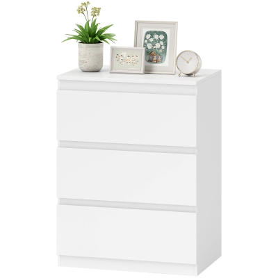 HOMCOM Commode 3 Tiroirs Blanc pour Salon ou Chambre