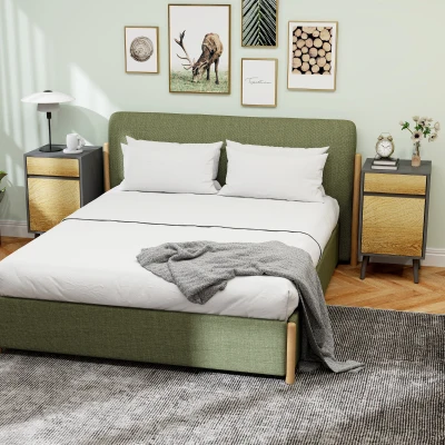 HOMCOM Tables de Chevet Modernes avec Tiroirs Gris Foncé