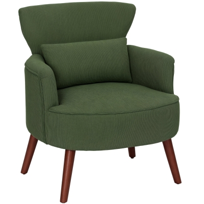 HOMCOM Modern Armchair with Armrests, Padded Accent Chair with Lumbar Cushion, Green