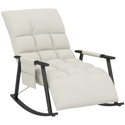 HOMCOM Rocking Chair, Nursing Chair with Adjustable Footrest and Backrest Capacity 120 kg 60 x 134 x 70 cm Cream