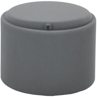 HOMCOM Storage Ottoman with Storage Compartment, Round, Footrest, Cord Fabric, MDf, Gray