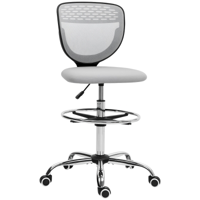 Vinsetto Mesh ergonomic office chair, drafting chair, height and footrest adjustable, 59 x 59 x 106-126 cm, gray