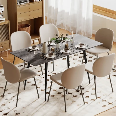 HOMCOM Extendable dining table, expandable table for 6-8 people, kitchen table with sturdy steel legs