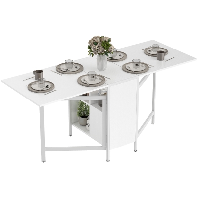 HOMCOM Table Pliante Blanche avec Rallonges 169x60x75cm