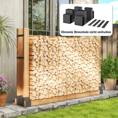 Outsunny 2-Pack Indoor Firewood Rack 33.5 x 10 x 15.5 cm Firewood Rack with Adjustable Length, Metal, Black