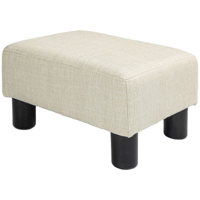 HOMCOM Ottoman Footstool Low Linen Fabric 110 kg Load Capacity 40 x 30 x 24 cm Beige