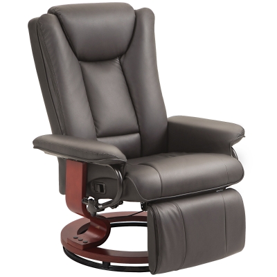 HOMCOM Recliner with Lounger Function, Swivel, up to 150 kg, Faux Leather Upholstery, Steel Frame, Brown