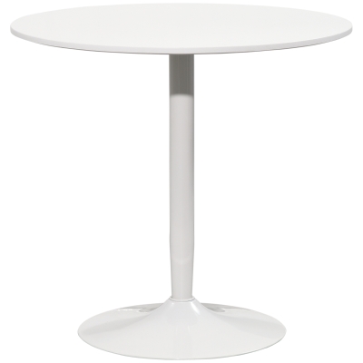 HOMCOM Round dining table for 2 people, modern-style kitchen table with steel base, Ø 80 x 75 cm, white