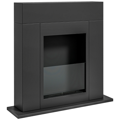 HOMCOM Bioethanol Fireplace Burner 0.9 L, approx. 3 h Burn Time 73 x 20 x 75 cm Coverage 20-25 m² Black Steel