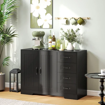 HOMCOM Sideboard, dresser, modern style, 4 drawers, 1 cabinet, 105 x 40 x 76 cm, Black