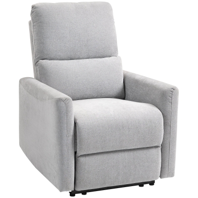 HOMCOM Recliner chair manual relax recliner with adjustable backrest & footrest, padded seat, linen fabric, grey