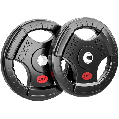SPORTNOW Olympic Tri-Grip Weight Plate 20kg Strength Black
