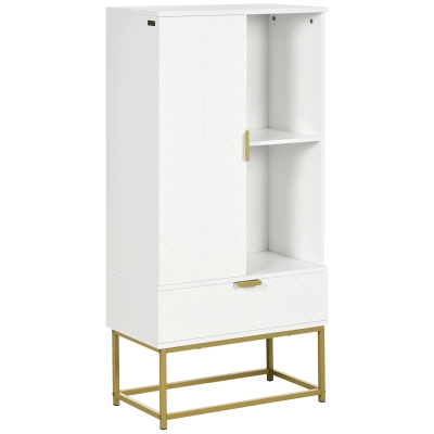 kleankin Bathroom cabinet storage unit 1 cupboard 2 compartments 1 drawer contemporary graphic dim. 60L x 30l x 120H cm