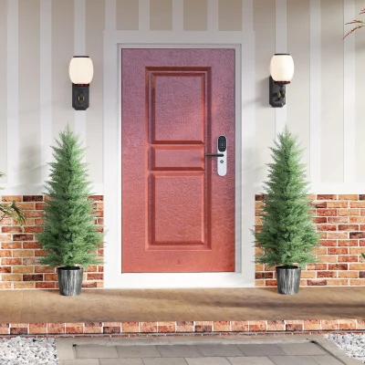 HOMCOM Artificial Cypress Trees Set with Pot Green 135cm
