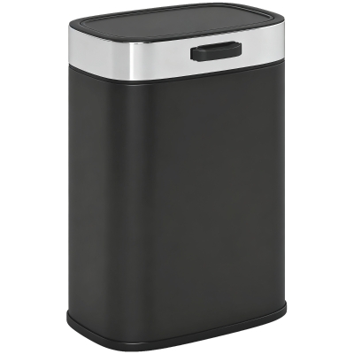 HOMCOM Trash can, stainless steel kitchen bin with stay-open lid, removable inner bucket, 21.5x19.5x30 cm, Black