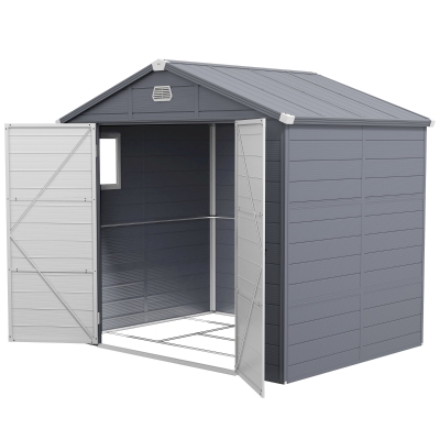 Outsunny Abri Résine 4,56m² Aluminium Gris Foncé