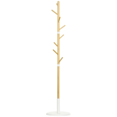 HOMCOM Freestanding Coat Rack, 8-Hook Entryway Stand for Coats & Hats