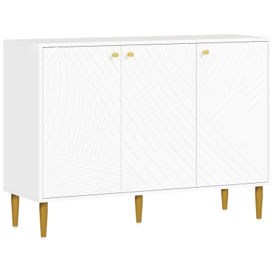 HOMCOM Elegant Two-Cupboard Sideboard - White/Gold-Tone