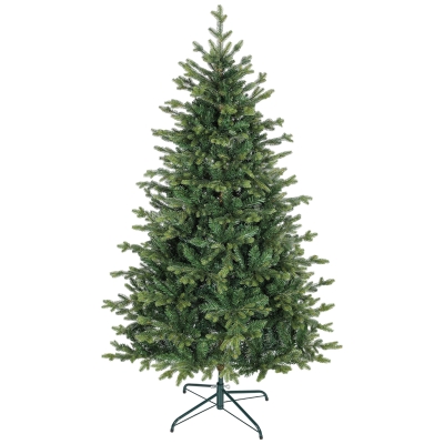 HOMCOM 180 cm Artificial Christmas Tree, Realistic Spruce with 1,660 Hinged Branch Tips, Metal Stand, Green