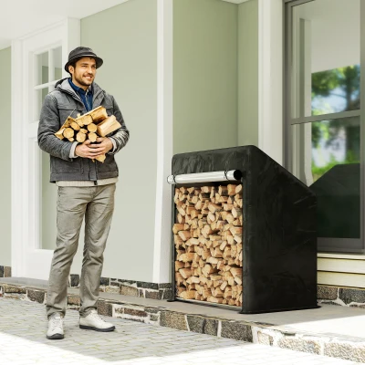 Outsunny Portalegna in Acciaio con Copertura Impermeabile Nero