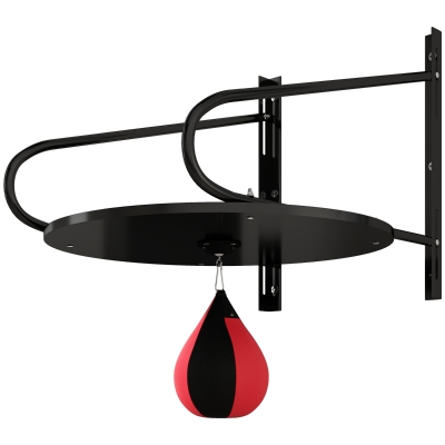 HOMCOM Punching Ball Speed Bag for Boxing with Rotating Plate Stand + Pump Adjustable Height Red Black