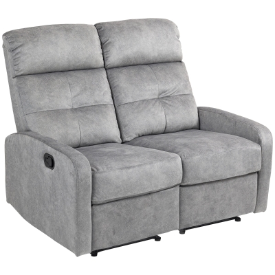 HOMCOM Double-seat Armchair, Recliner with Adjustable Double Back and Footrest, for Living Room, Fabric Upholstery, Gray
