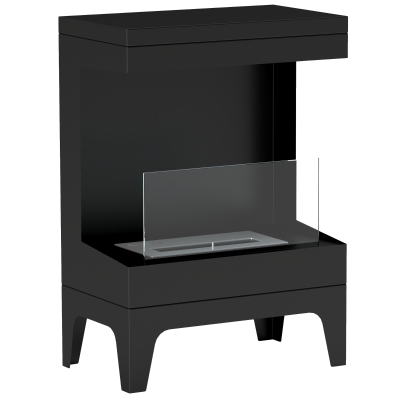 HOMCOM Freestanding bioethanol fireplace with 0.9 L tank, approx. 3.3 h burn time, 20 m² coverage, 38 x 22 x 54 cm, black