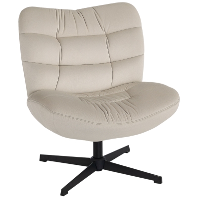 HOMCOM Swivel lounge chair, armless chenille padded chair, wide seat and back, 70x80x82cm, cream