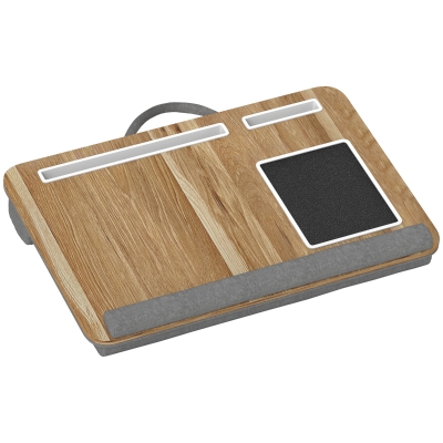 HOMCOM Laptop bed tray with bolster, tablet or phone slot, mouse pad, wrist rest, handle