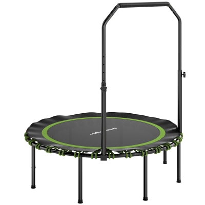 SPORTNOW Fitness trampoline with adjustable handlebar, sport trampoline for indoor and outdoor, steel, plastic, green