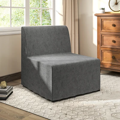 HOMCOM 1-Seat 2-in-1 Folding Convertible Chair with Cushion and Dust Cover, for Guests, Living Room, Office, Gray